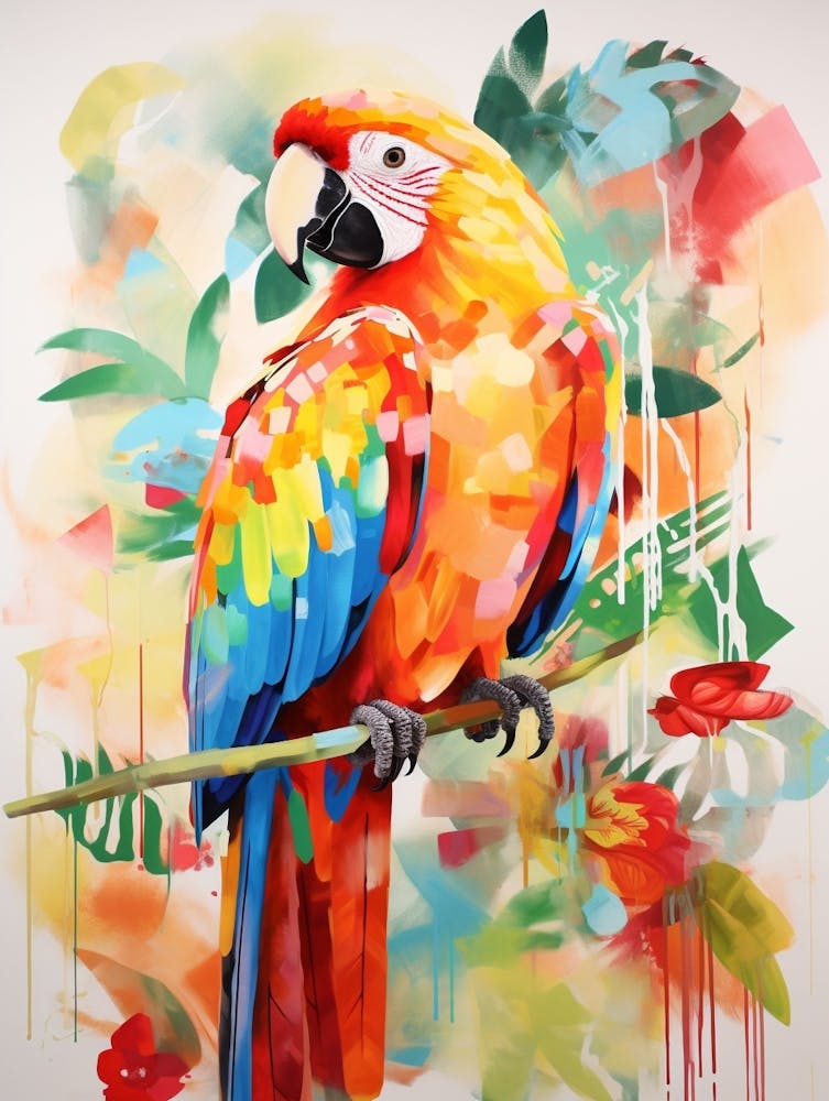 Bird Painting Collage Macaw 3