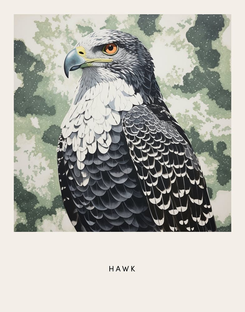 Ohara Koson Inspired Bird Painting Hawk 4 Poster