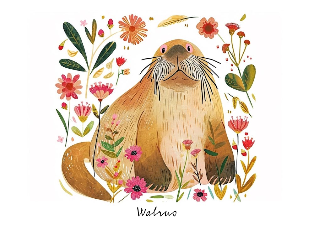 Little Floral Walrus 3 Poster