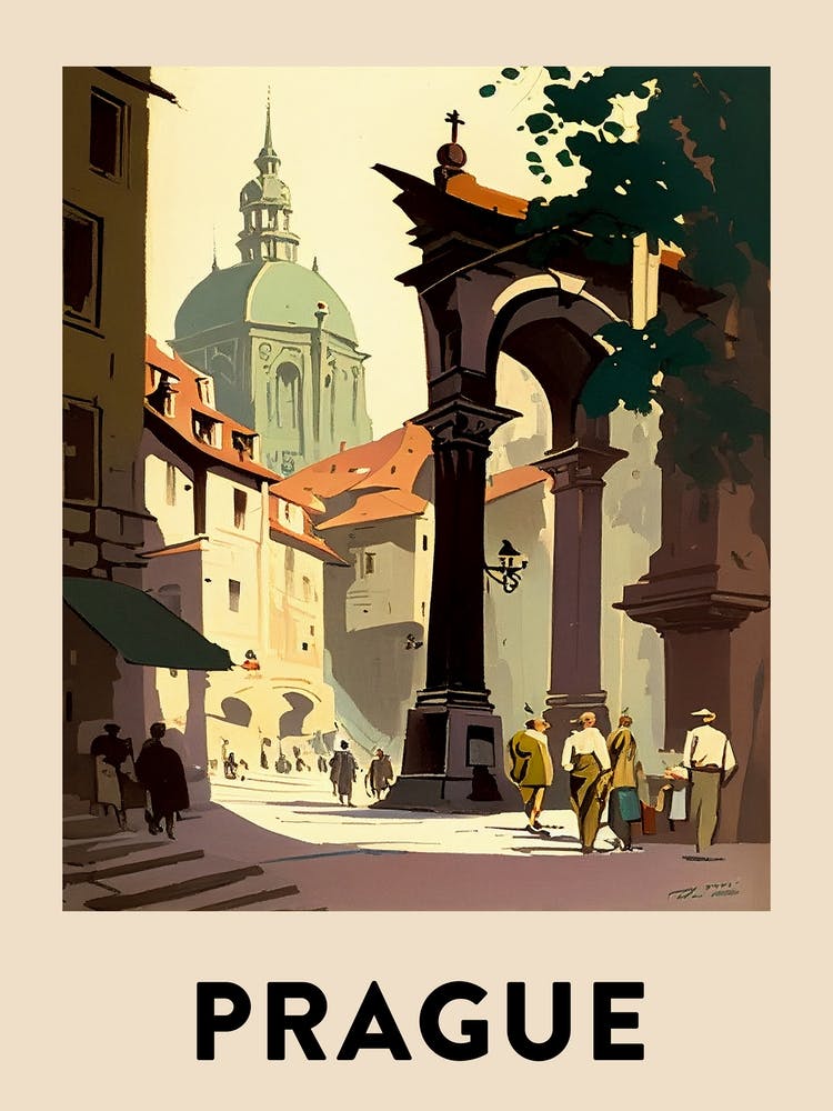 Affiche de voyage vintage de Prague