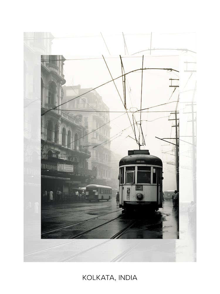 Poster Of Kolkata, India, Black And White Old Photo 4