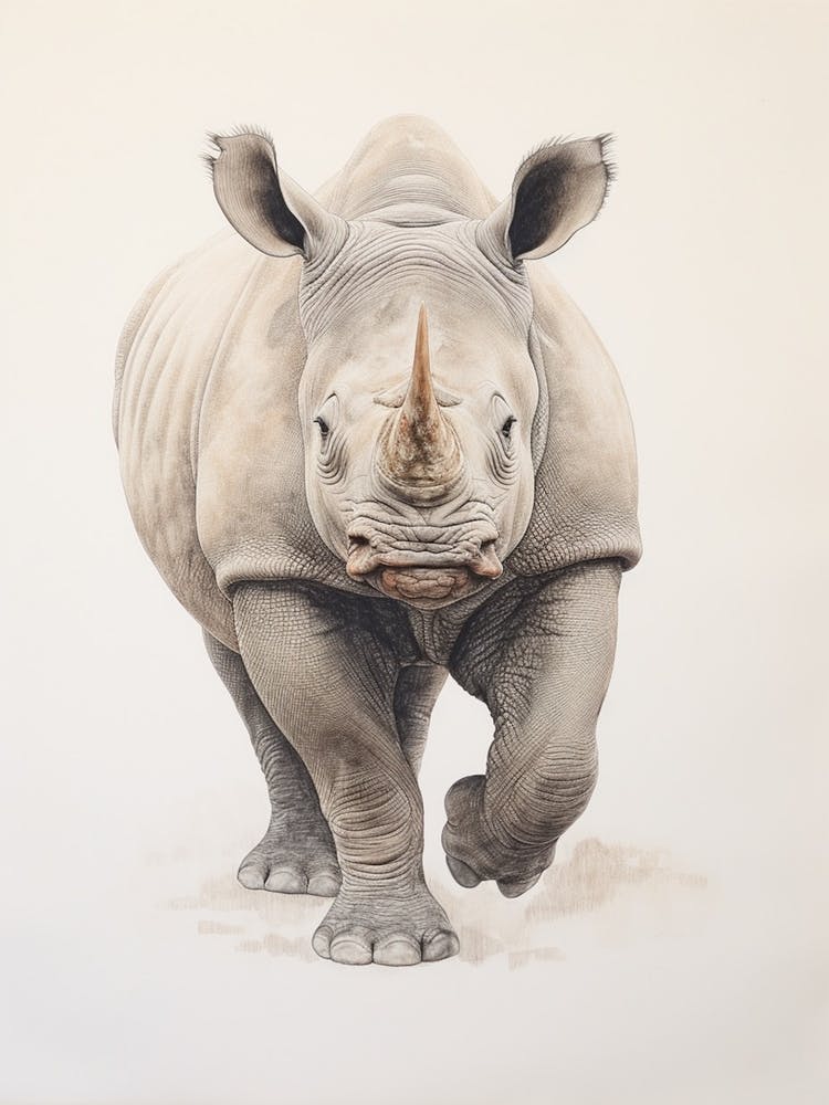 Portrait Of A Rhino Portrait Detailed Illustration