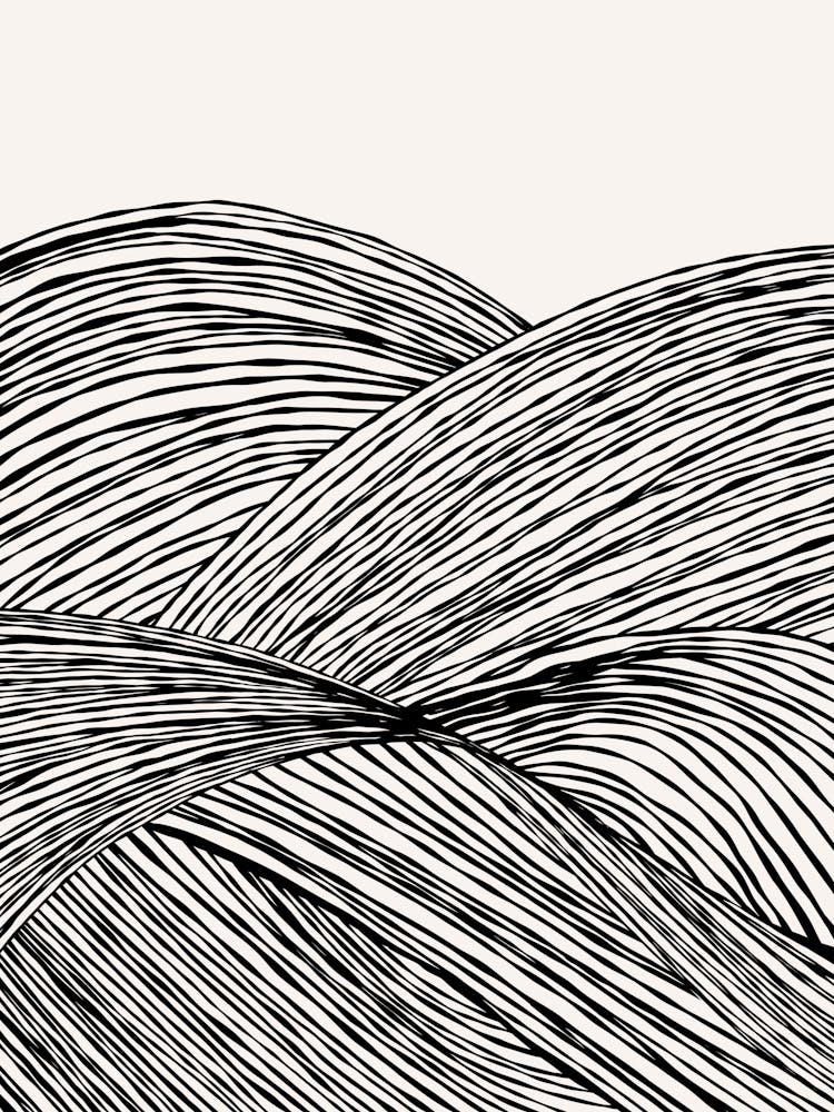 Zen Waves in Black & White – Minimal Abstract Japandi (2/2)