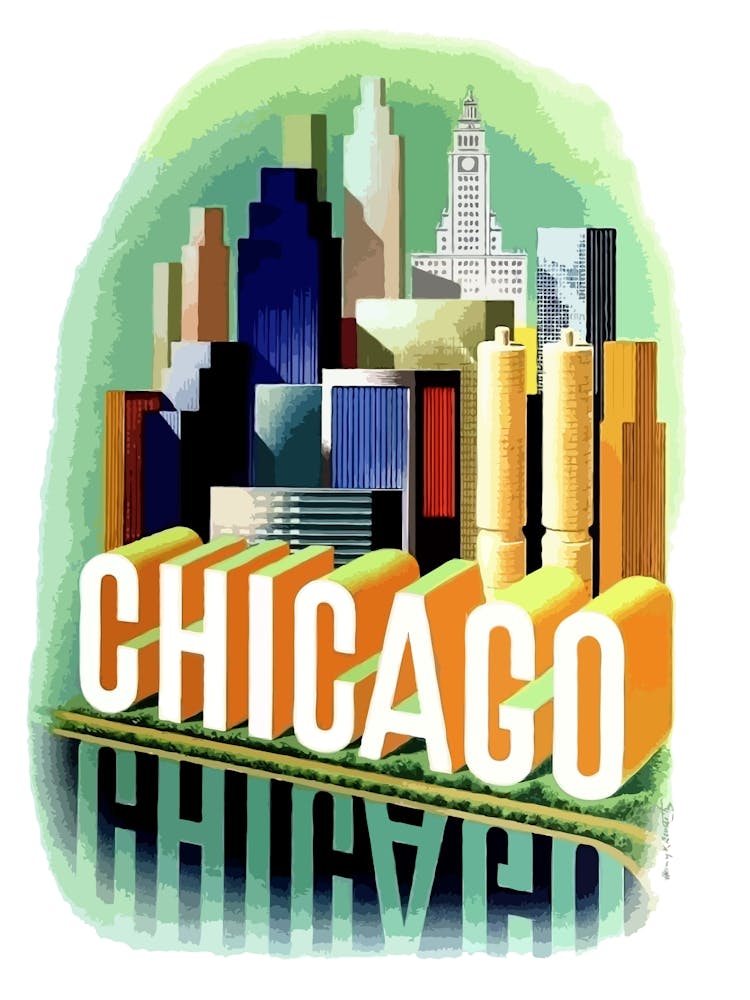 Chicago Skyline, Travel Poster