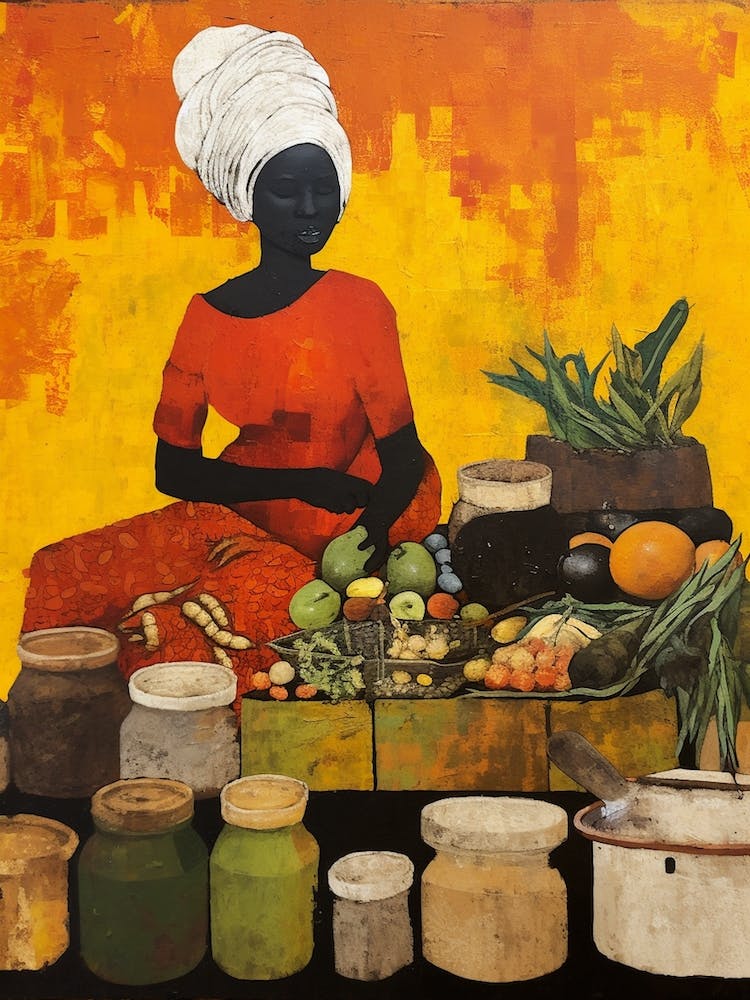 African Cuisine Matisse Inspired Illustration9