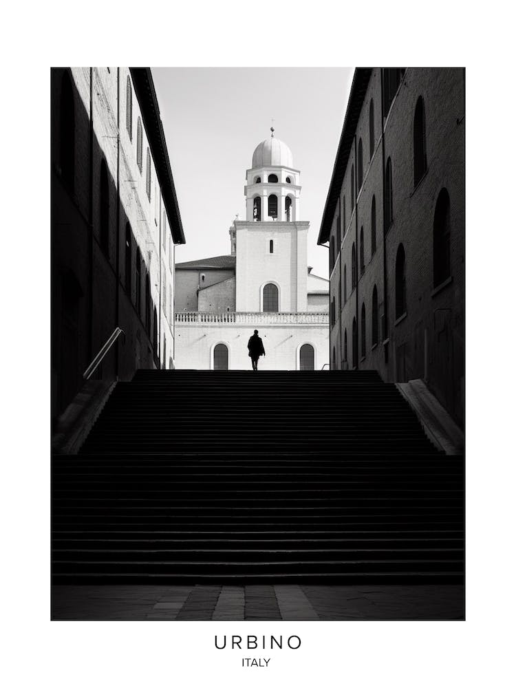 Poster Of Urbino, Italy, Black And White Analogue Photography 3