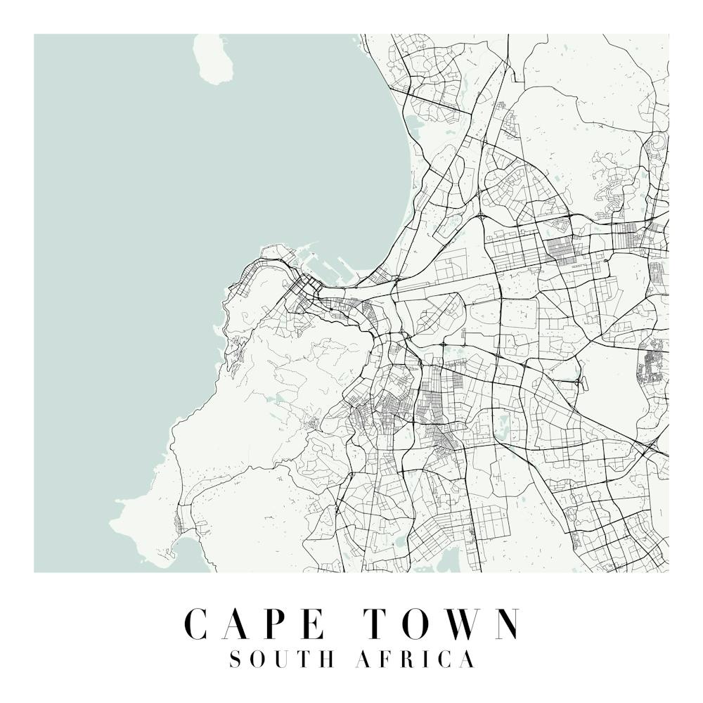 Cape Town South Africa Street Map Minimal Color Square