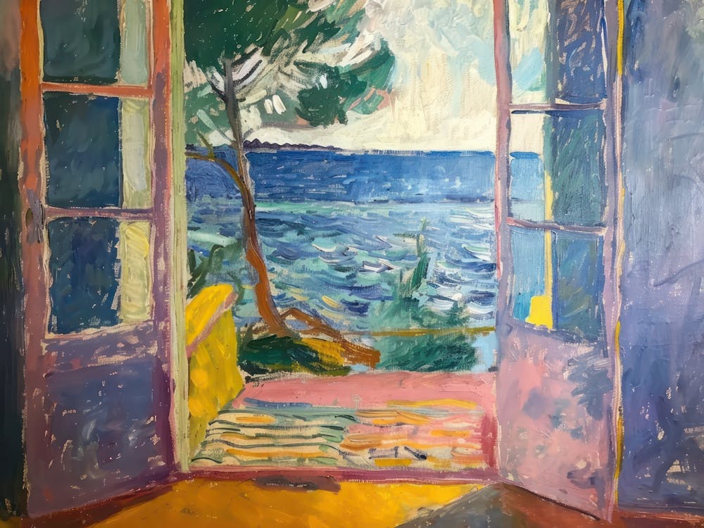 Seaside Sanctuary Painting Inspired By Paul Cezanne