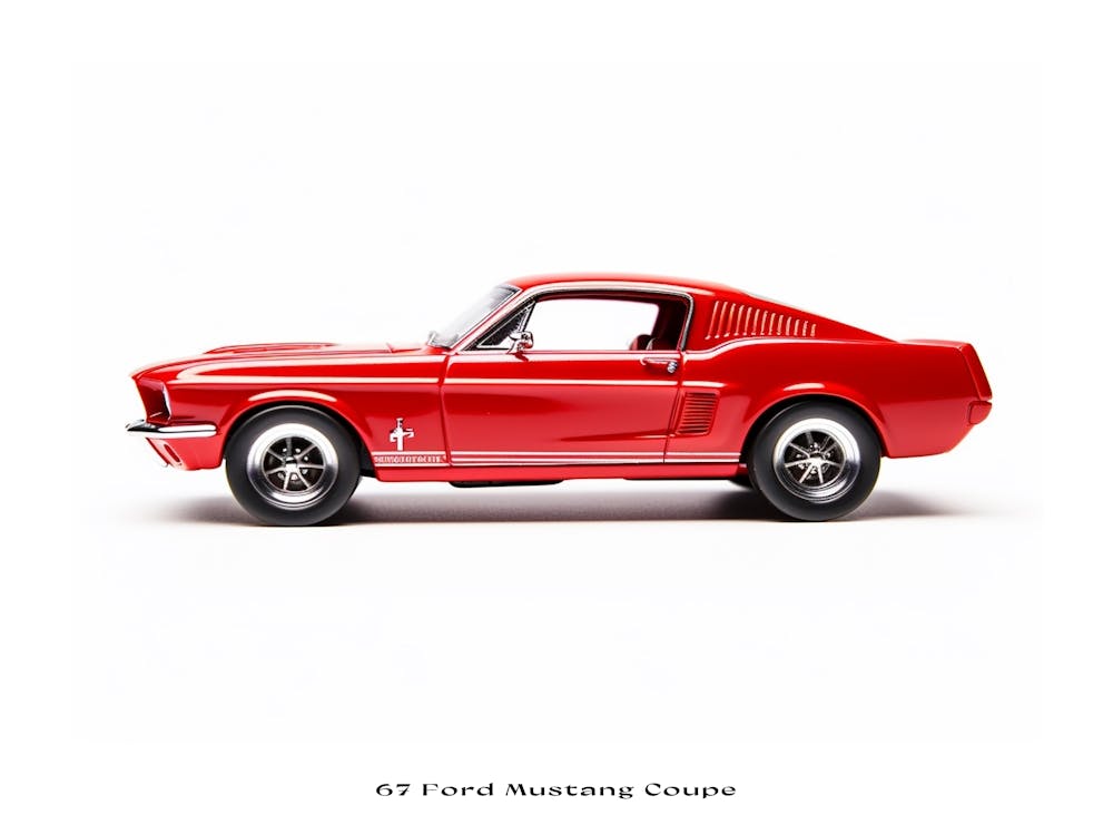 Toy Car 67 Ford Mustang Coupe Red Poster
