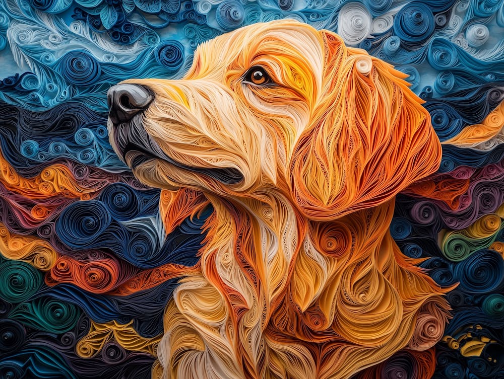 Golden Retriever Paper Quilling Dog Portrait 1