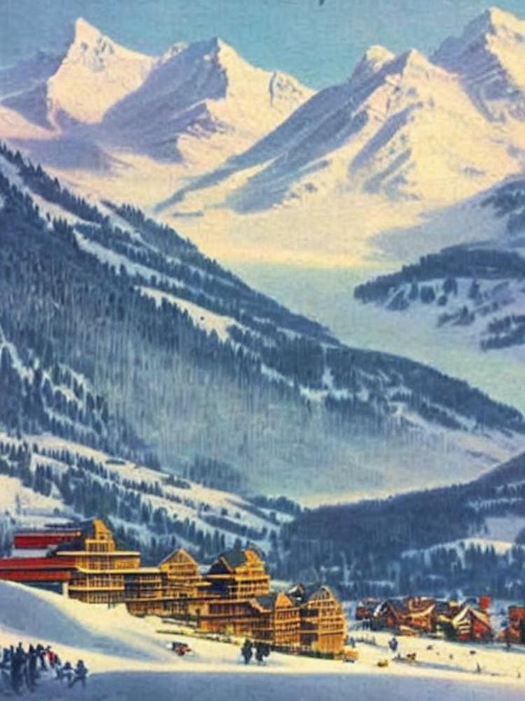 Tignes, France Ski Resort Vintage Landscape 1 Skiing Poster