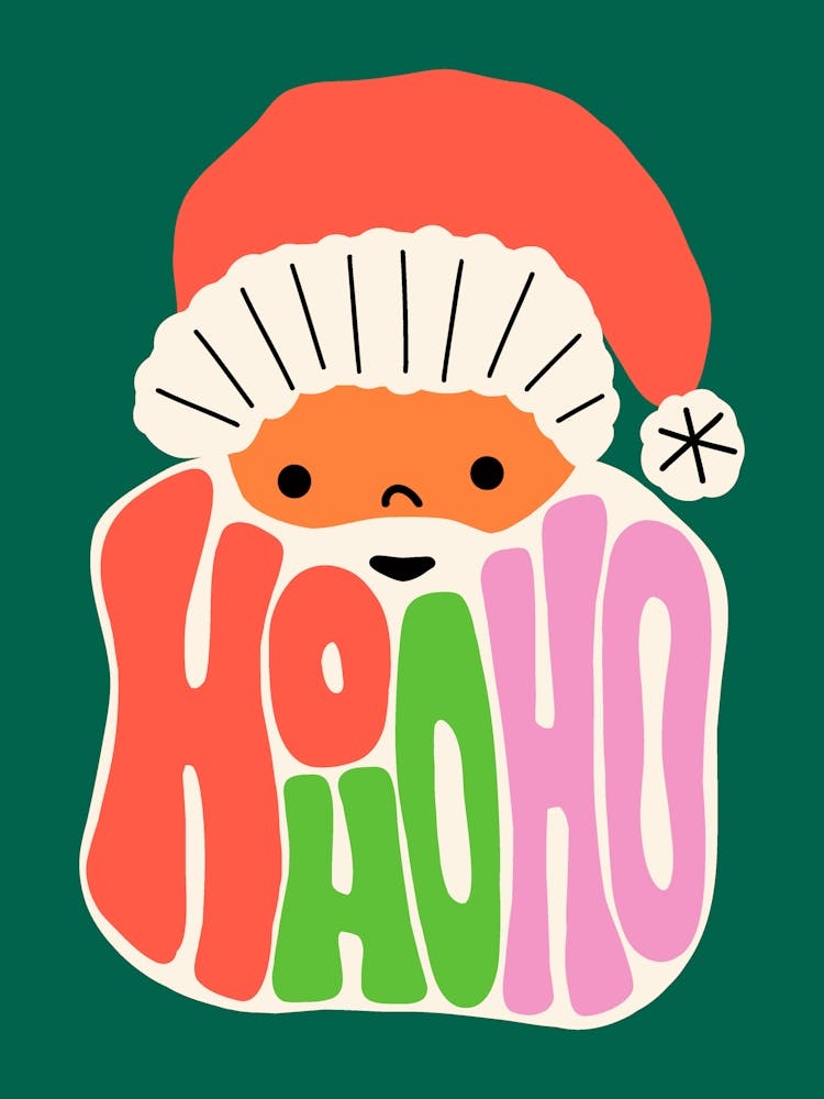 Hohoho Hand Lettering Santa Face Christmas