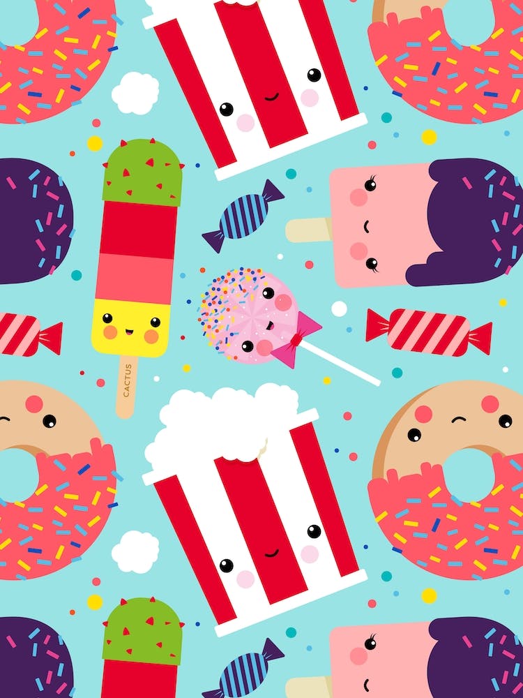 Ice Cream And Sweets Kawaii Pattern