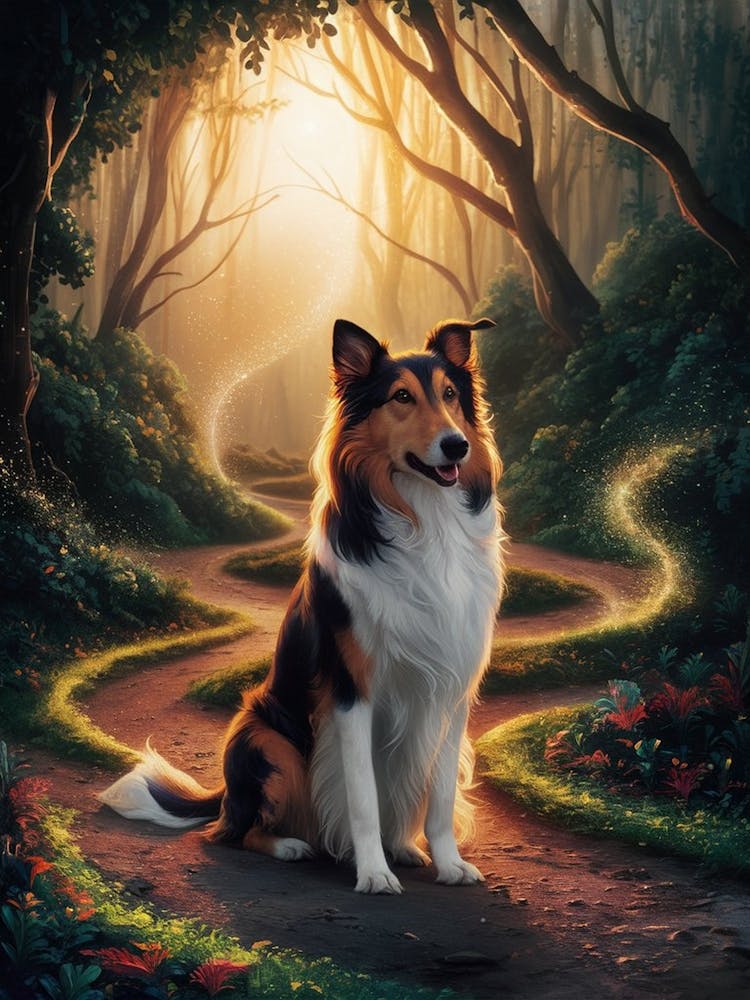 Collie In The Forest
