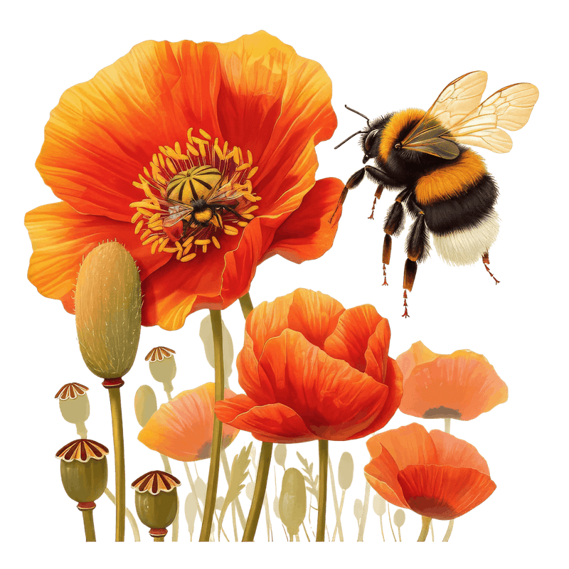Watercolor Bumblebee on Flower 10