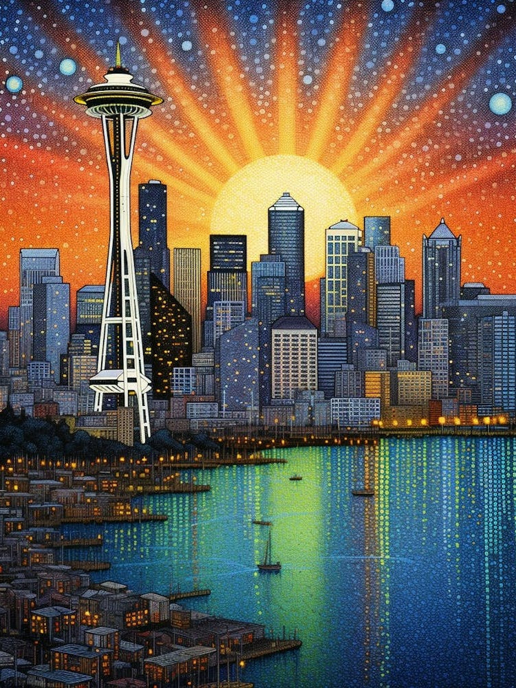 Seattle Washington Pointillism 12