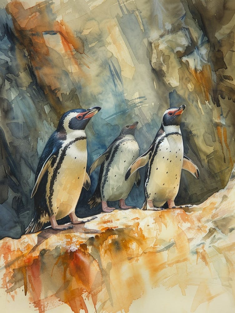 Humboldt Penguin Volunteer Point Watercolour Painting 1