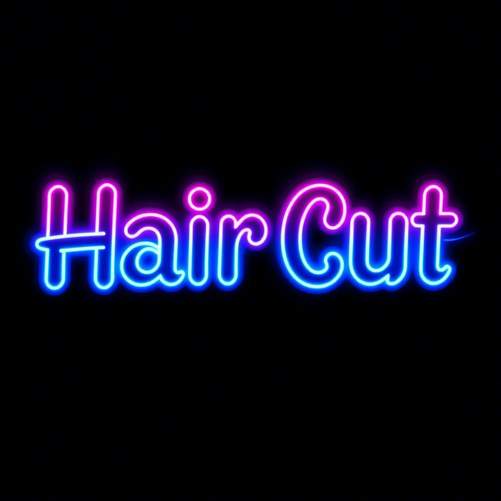 Neon Hair Cut Sign