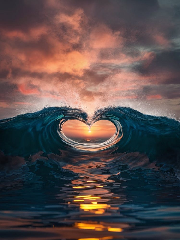 Heart Wave At Sunset 1