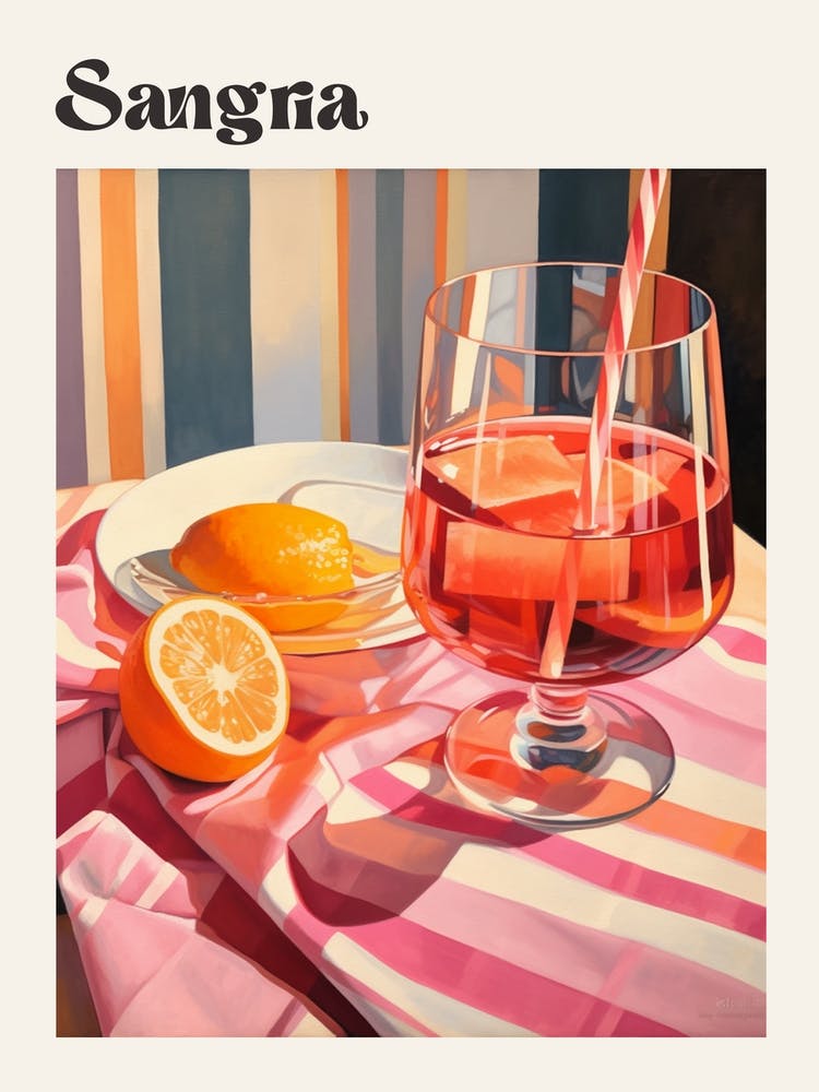 Sangria 3 Retro Cocktail Poster