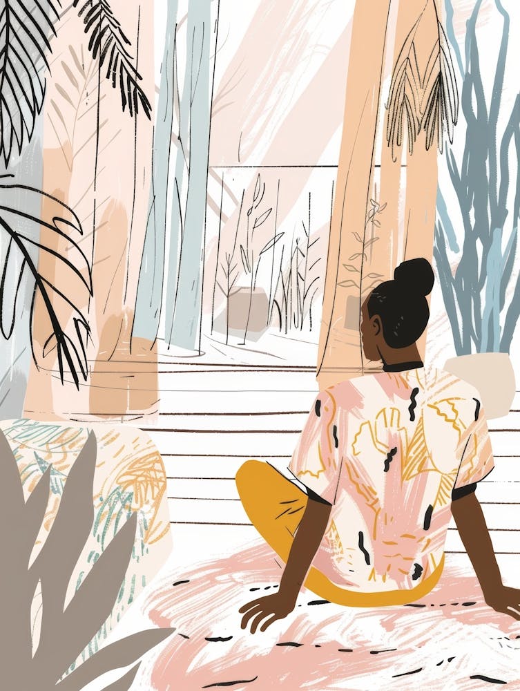 Woman Sitting In The Garden