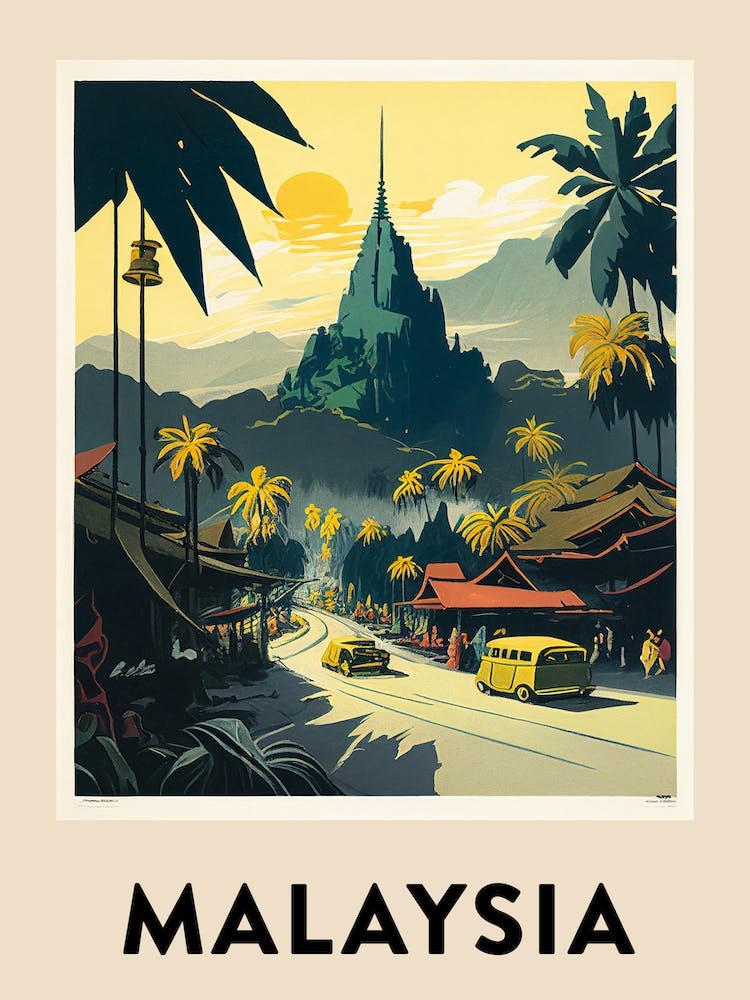 Malaysia Vintage Travel Poster