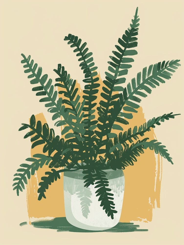 Boston Fern Plant Minimalist Illustration 8