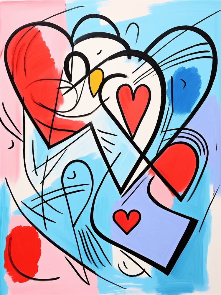 Abstract Heart Keith Haring Style