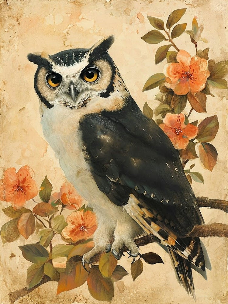 Spectacled Owl Japanese Painting 5