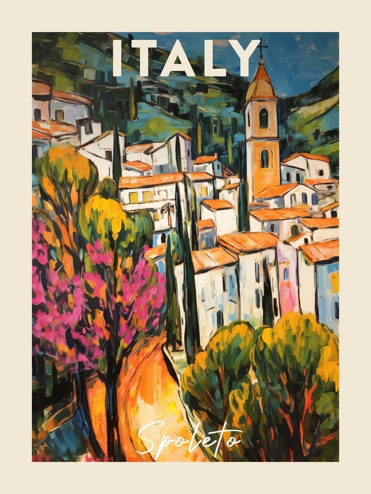 Spoleto Italy 2 Fauvist Painting Travel Poster