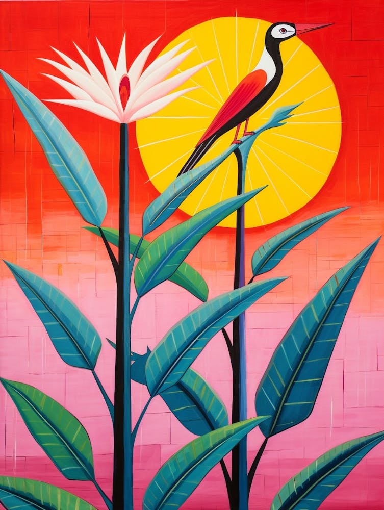 Pink And Red Plant Illustration Bird Of Paradise 1
