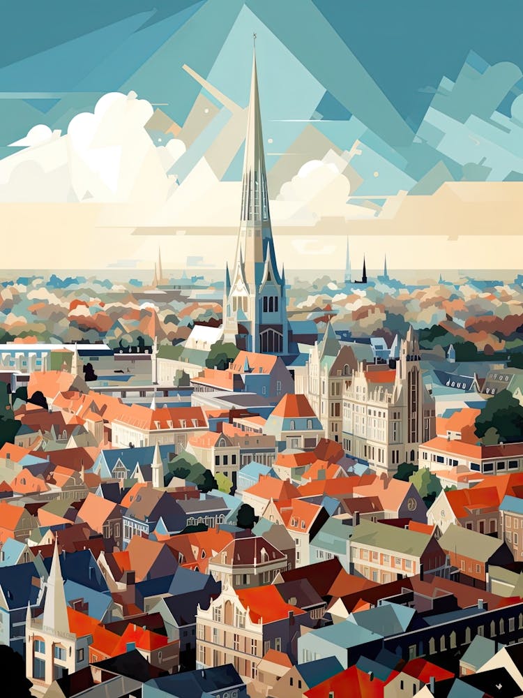 Antwerp, Belgium, Geometric Illustration 4
