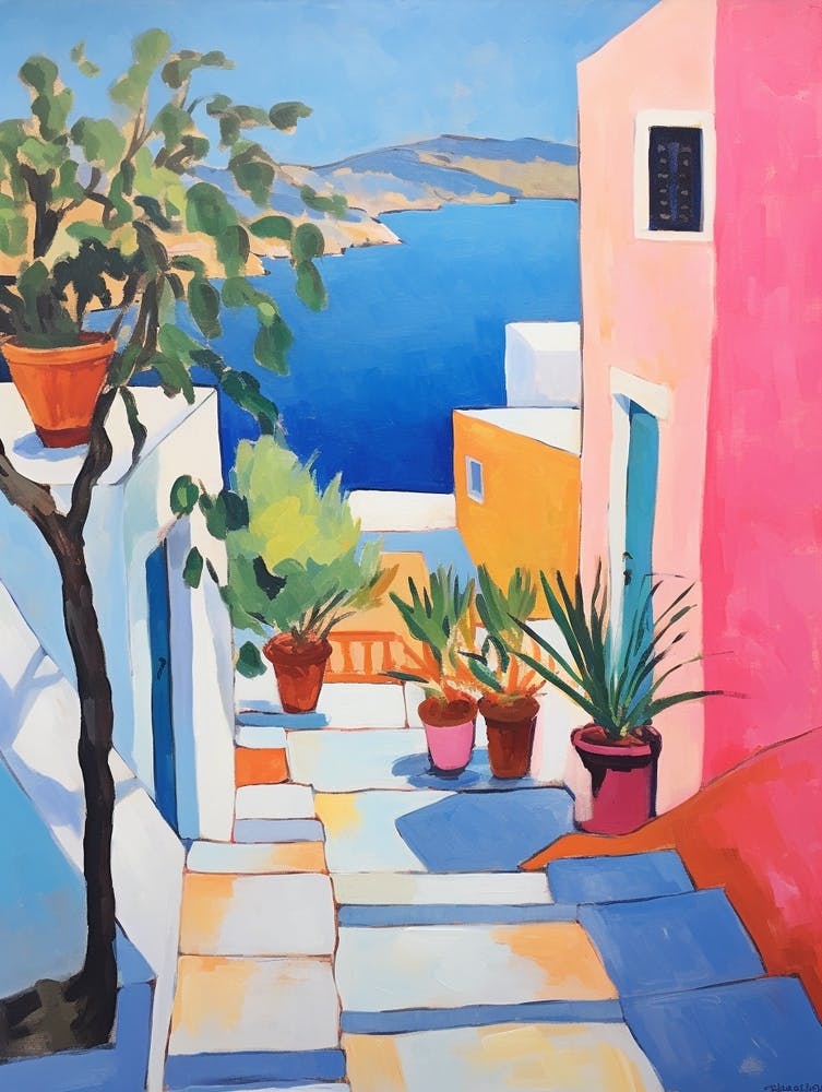 Santorini Greece 3 Fauvist Painting