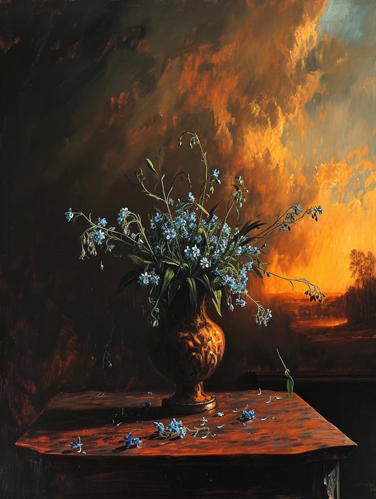 Nature Morte Florale Baroque Myosotis 4