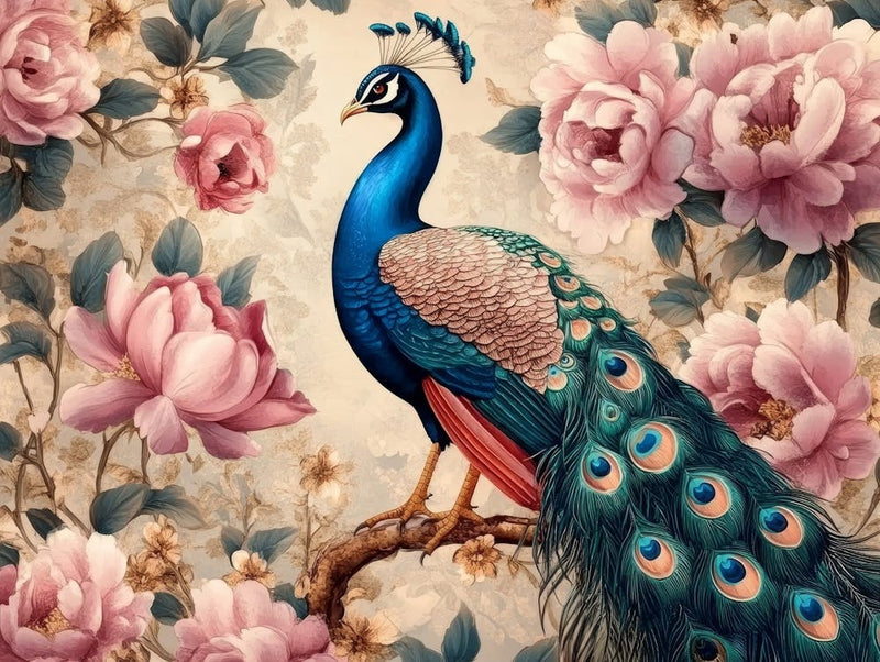Seamless Floral Leather And Peacock Art Exotic Oriental Design 1