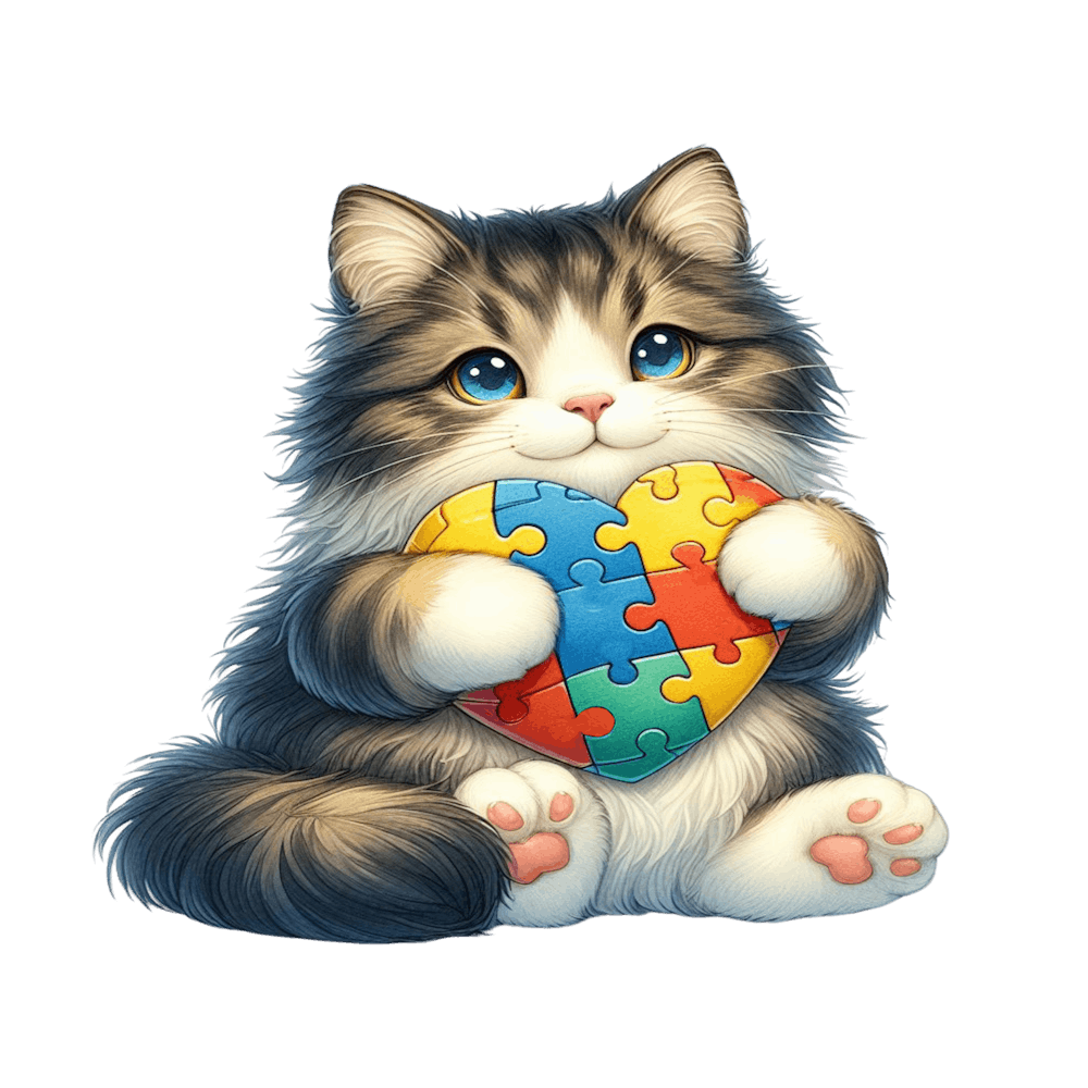 Autism Puzzle Piece Cat (Norwegian Forest)