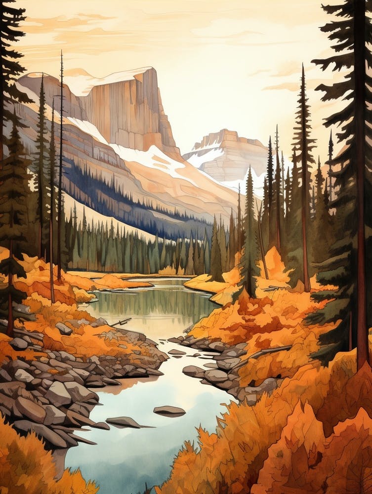 Autumn National Park Painting Yoho National Park British Columbia Canada 3