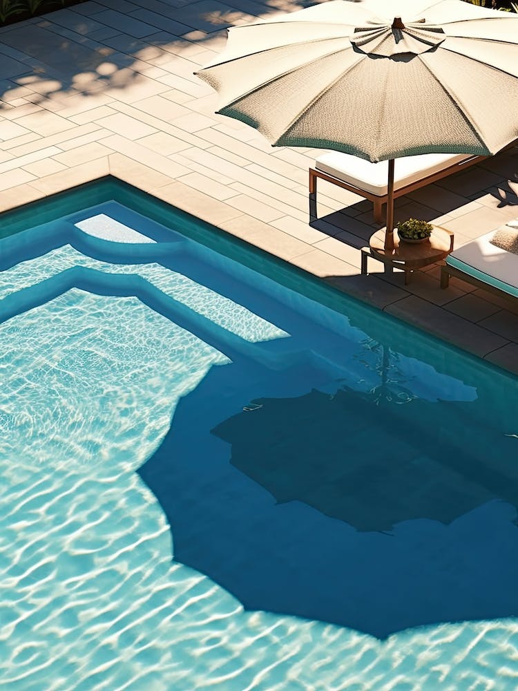 Summer Umbrellas Swimming Pool Aerial View