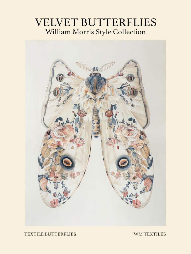 Velvet Butterflies Collection Textile Butterflies William Morris Style 9
