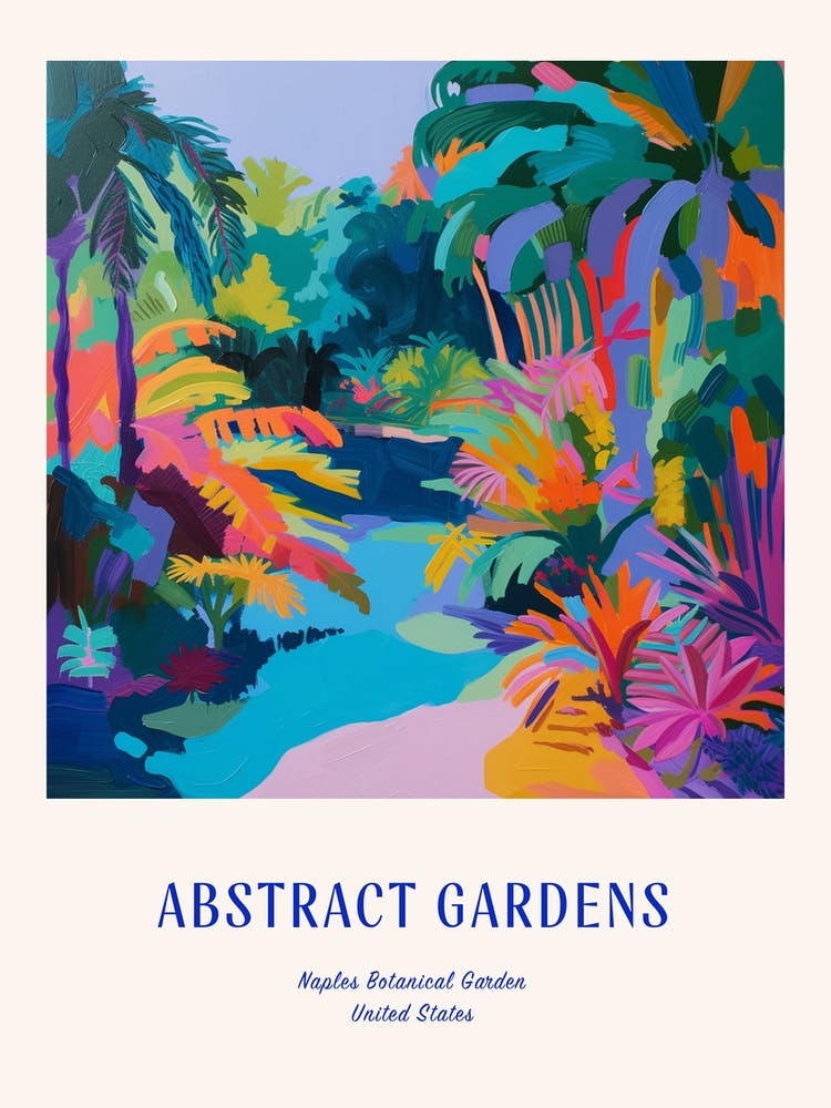 Colourful Gardens Naples Botanical Garden Usa 1 Blue Poster