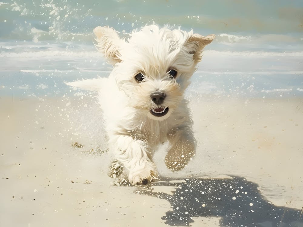 Puppy Running On The Beach 1