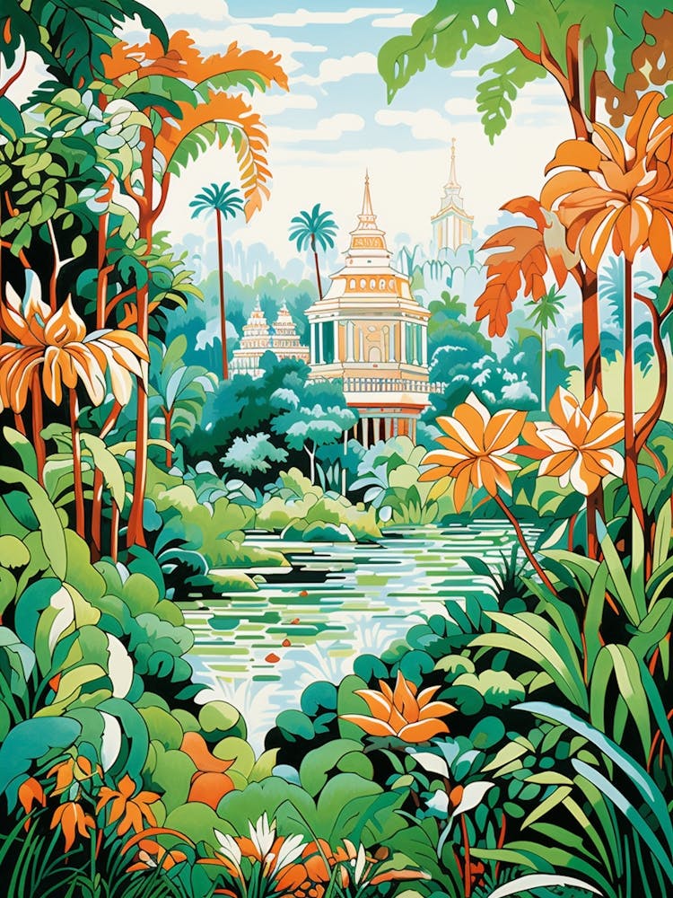 Royal Botanical Gardens Kandy Sri Lanka Modern Illustration 1