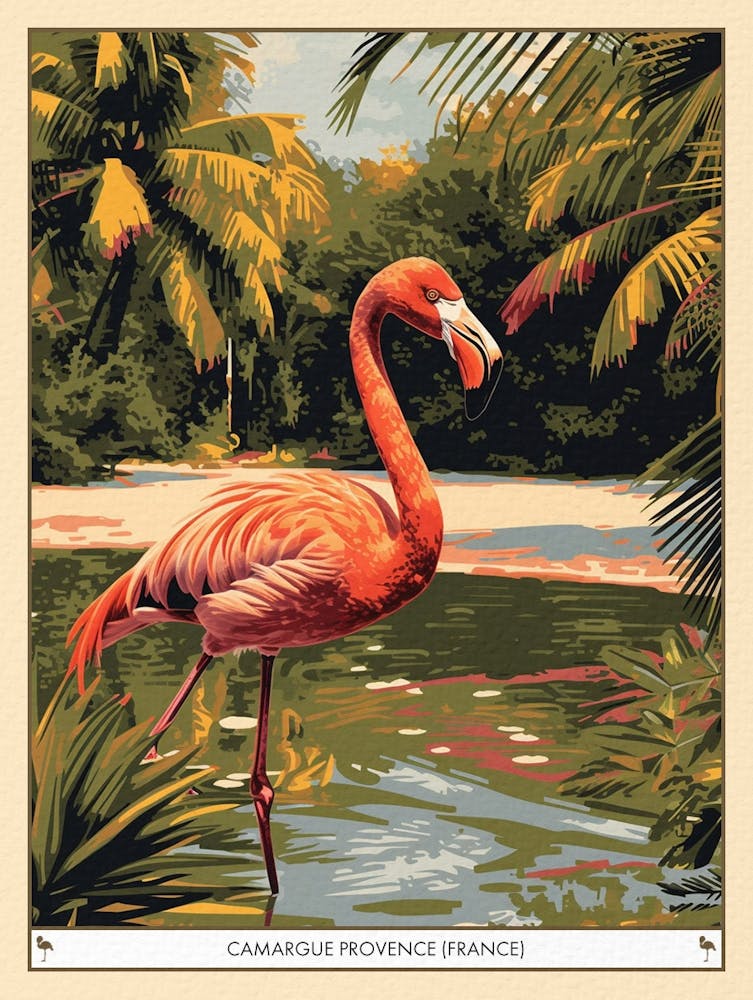Greater Flamingo Camargue Provence France Tropical Illustration 5 Poster