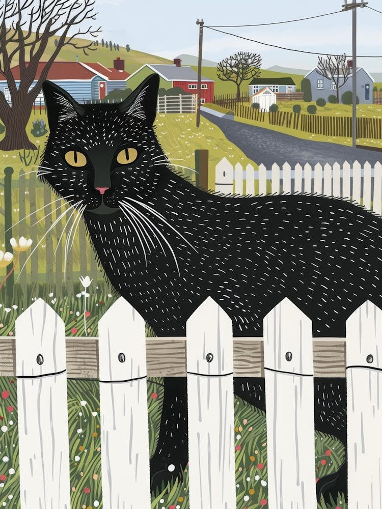Black Cat In The Fence
