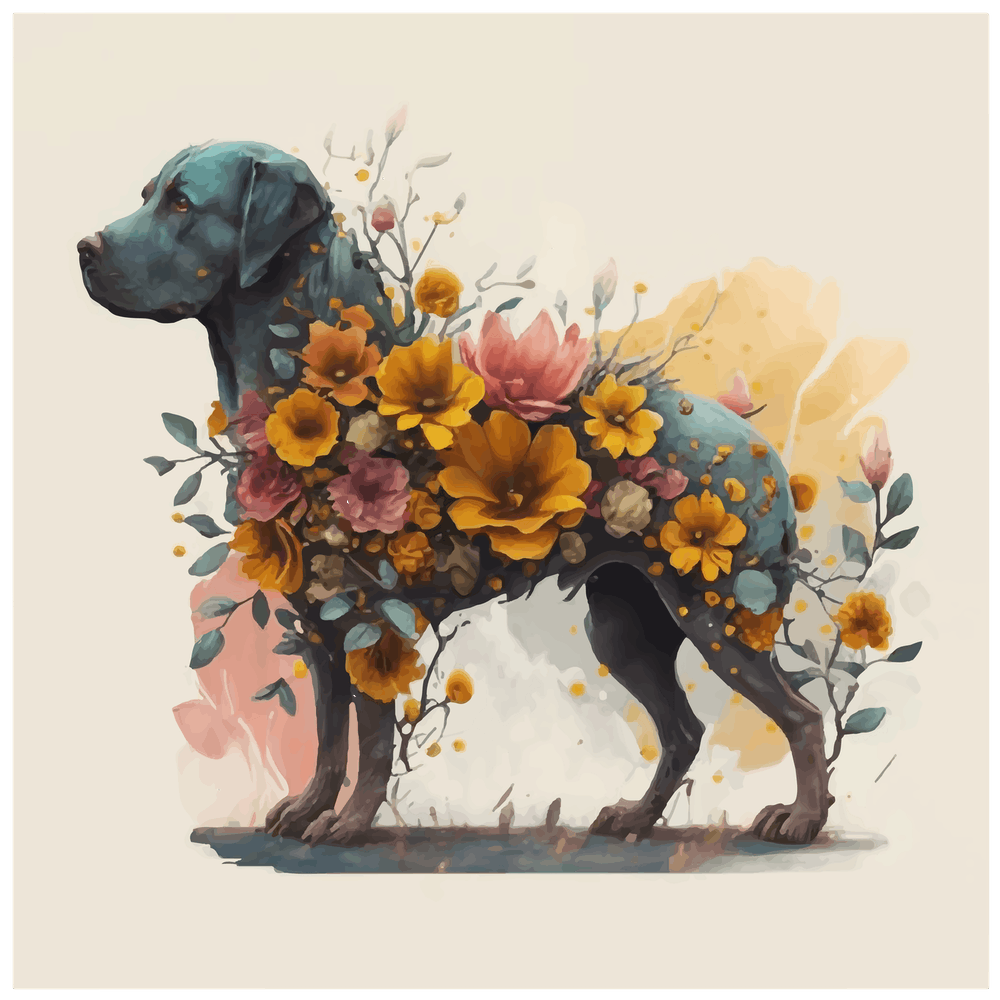 Dog With Flowers