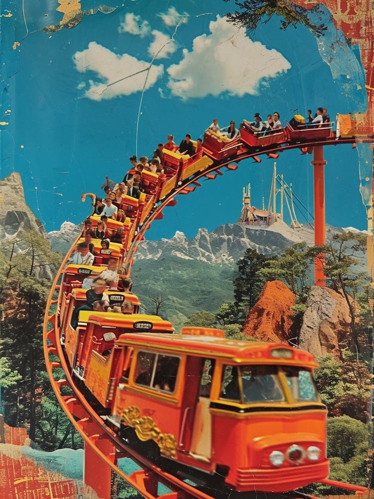 Retro Kitsch Rollercoaster Collage 3