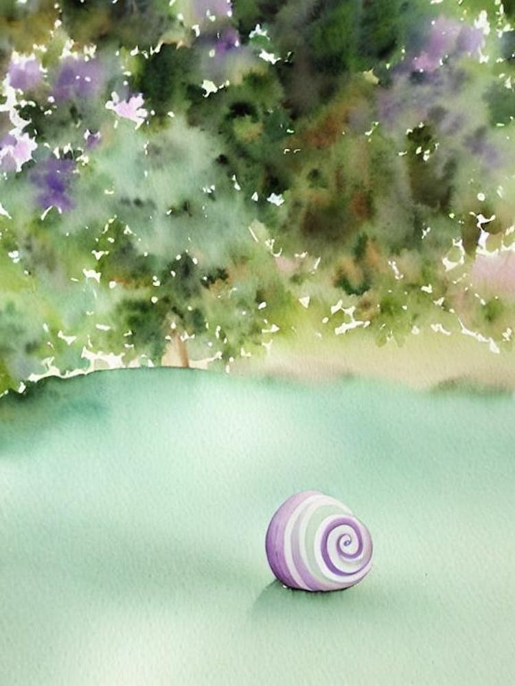 Violet Seat Snail Storybook Watercolour