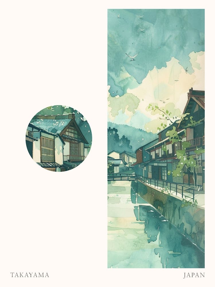 Takayama Japan 2 Cut Out Travel Poster