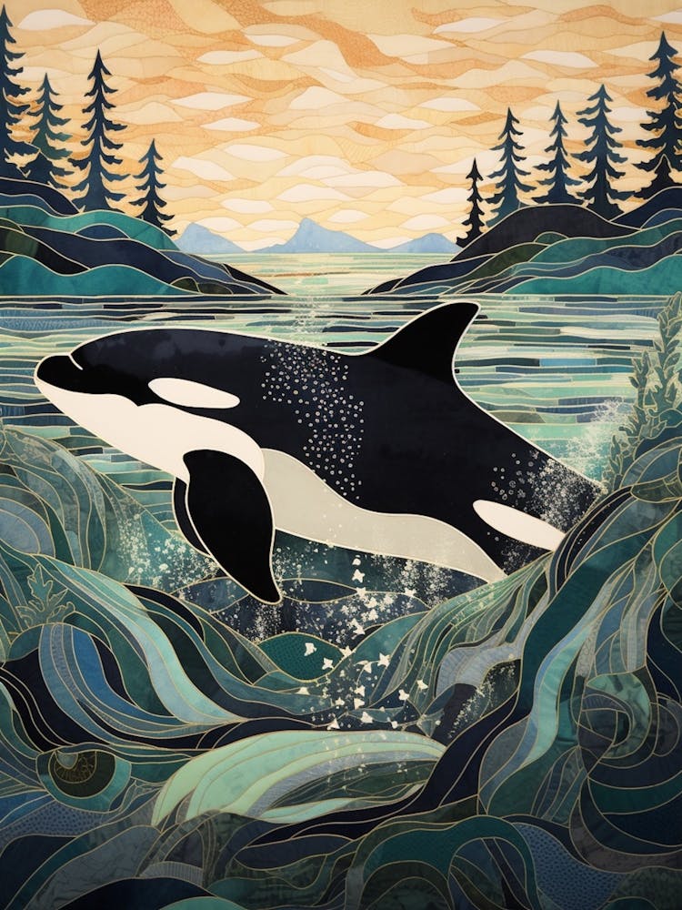 Matisse Style Killer Whale With Woodland Coast 4