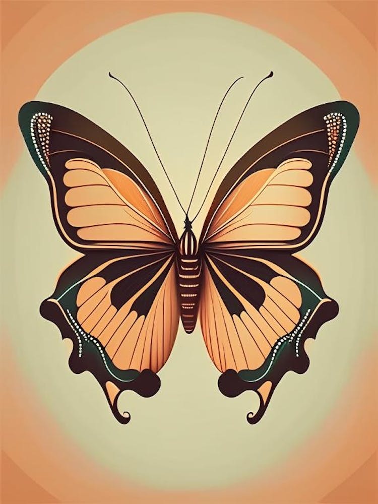 Butterfly Outline Retro Illustration 1